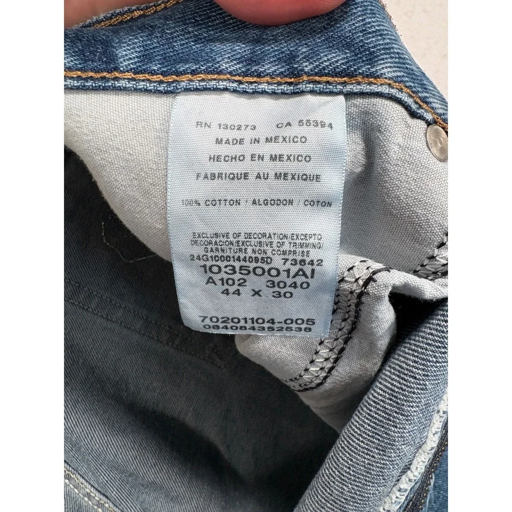 Wrangler Rugged Wear Mens Blue Denim Jeans 44x30 Straight Leg 1035001AI